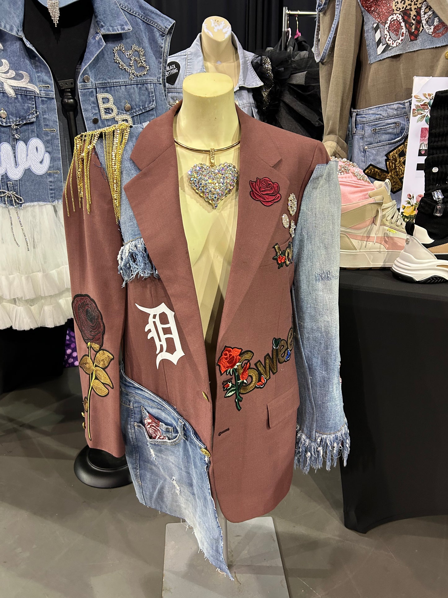 Burgundy rose love blazer