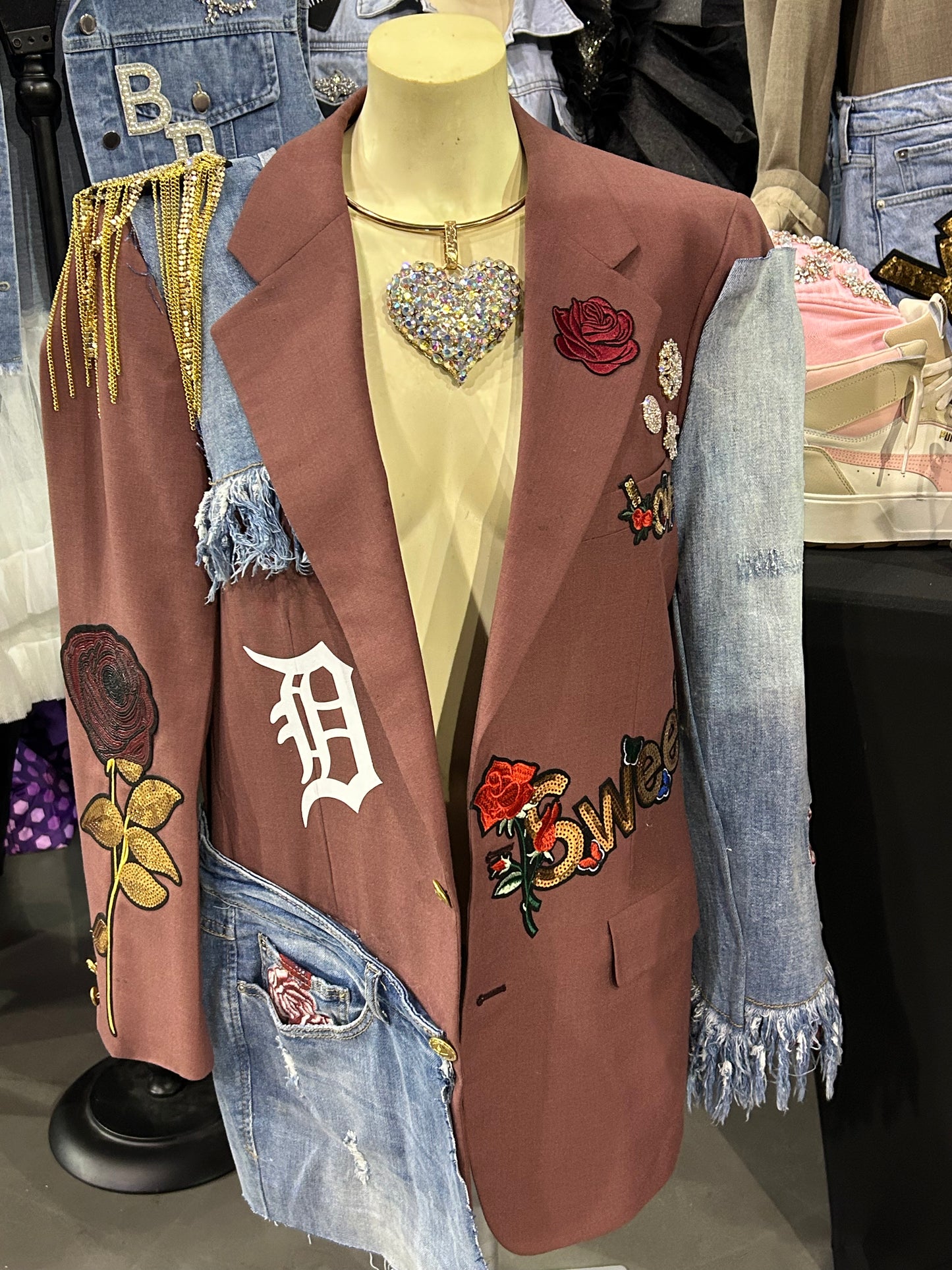 Burgundy rose love blazer