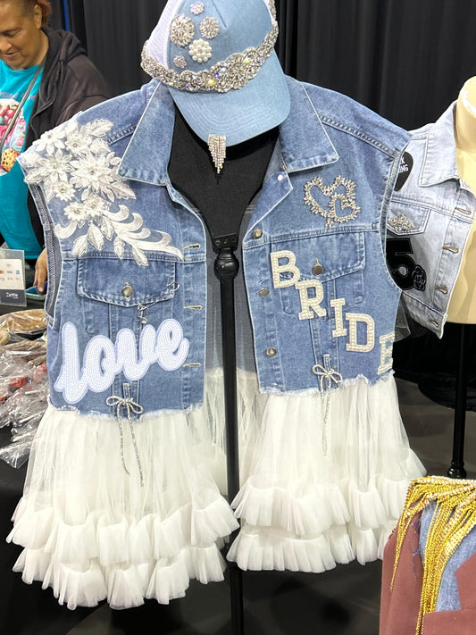 Bride blue Jean jacket w/hat